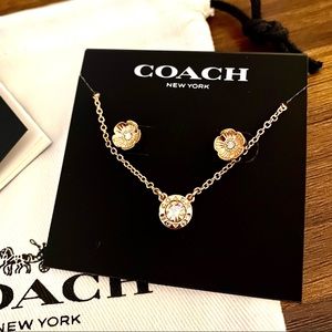 Coach Open Circle Necklace & Tea Rose Earring Set